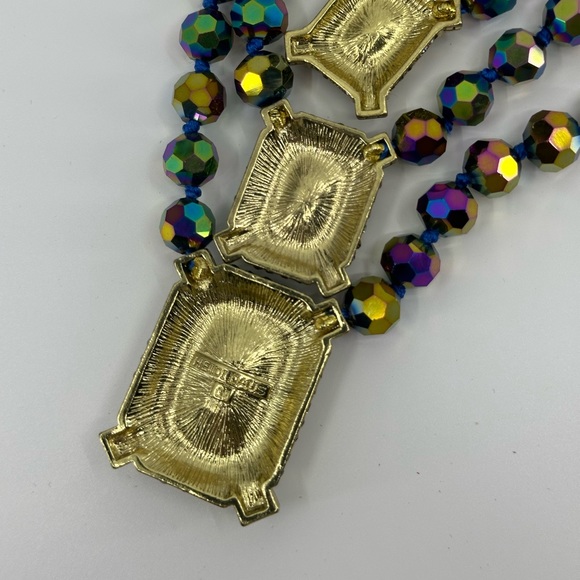 Heidi Daus Purple Rhinestone Triple Layer AB Necklace Clip On Earring Set - Picture 4 of 11